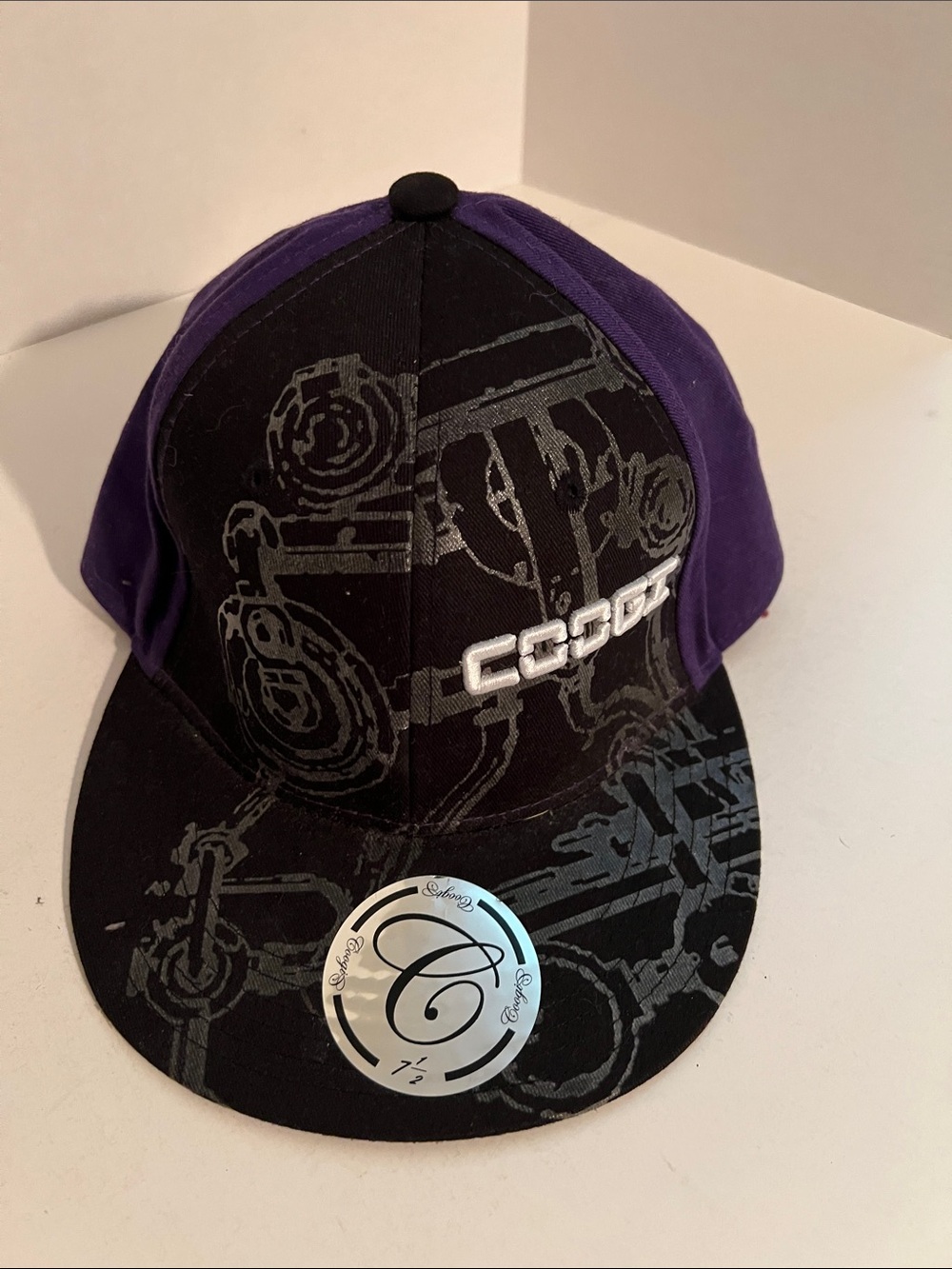 Coogi Black & Purple Graphic Fitted Cap — Size 7½